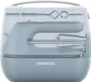 A light blue Kenwood hand mixer with its accessories stored in a clear plastic case, presented on a white background. Podgląd zdjęcia produktu
