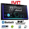 A product image of a car stereo with various icons and text overlays highlighting its features. Produktbild-Vorschau