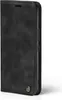 A black flip cover case for a smartphone, shown from the side. Produktbild-Vorschau
