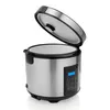 A silver digital rice cooker with its lid open, showing the inner pot and a control panel with a digital display. Náhľad obrázku produktu