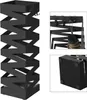 A black metal umbrella stand with a zig-zag design, shown with close-ups of its hooks and base. Anteprima dell’immagine prodotto