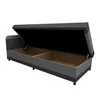 An open storage bed frame with a grey upholstered exterior and a dark grey interior. Náhled obrázku produktu
