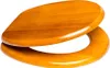 A wooden toilet seat lid and ring, shown from a slightly elevated angle against a white background. Produktbild-Vorschau