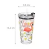 Lot de 4 verres Relaxdays, motif flamant rose, avec Voir les images du produit 4