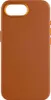 A brown phone case with an orange camera ring, shown from the back. Podgląd zdjęcia produktu