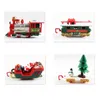 A collage of four images showing different parts of a Christmas-themed toy train set. Náhľad obrázku produktu