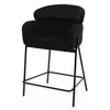 A black upholstered bar stool with a metal frame is shown against a white background. Produktbild-Vorschau