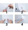 A four-panel collage showing the installation steps of an air conditioner wind deflector. Produktbild-Vorschau