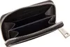 An open black wallet with silver zipper. Produktbild-Vorschau