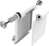 A disassembled view of a white phone stand with silver metal components. Náhľad obrázku produktu