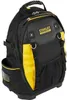 A Stanley FatMax tool backpack shown from a three-quarter front view. Voir les images du produit