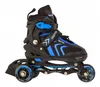 A pair of black and blue roller skates for children, shown from the side against a white background. Voir les images du produit