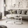 LORI GLASS 2in1 runder Couchtisch silber Chrom / Weißes Produktbild-Vorschau 1