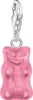 A pink gummy bear charm with a silver clasp, isolated on a white background. Anteprima dell’immagine prodotto