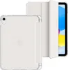 A white iPad case with a clear back is shown next to an open iPad with a colorful screen. Anteprima dell’immagine prodotto