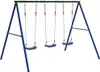 A swing set with three blue seats on a white background. Produktbild-Vorschau