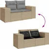 9-tlg. Garten-Sofagarnitur mit Kissen Beige Poly Rattan Produktbild-Vorschau 9
