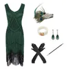 20er Jahre Flapper Damen Kostüm Grün Pailletten Kleid und Produktbild-Vorschau 1