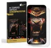 Product packaging for a screen protector, with a smartphone displaying a graphic of a lion's head in armor. Produktbild-Vorschau