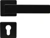 A black door handle set with a keyhole escutcheon plate, presented on a white background. Produktbild-Vorschau