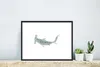 MuchoWow® MuchoWow® Gerahmtes Poster Hai - Aquarell - Grau Produktbild-Vorschau 5