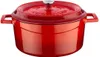 A red enameled cast iron pot with a lid. Produktbild-Vorschau