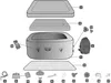 An exploded diagram showing the components of a Bestway Lay-Z-Spa hot tub. Produktbild-Vorschau