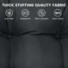 A close-up of a black cushion with text and icons describing its features. Náhled obrázku produktu