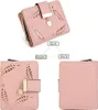 Kurze Damen-Geldbörse aus Leder, mittelgroß, Blatt-Design, Produktbild-Vorschau 3