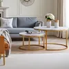 Fortuna Lai Couchtisch 2er Set Weiß Gold Marmoroptik Produktbild-Vorschau 2