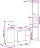A technical drawing with measurements of bathroom furniture set parts. Anteprima dell’immagine prodotto