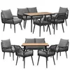 Two sets of outdoor furniture, each with a sofa and chairs around a table, are displayed against a white background. Anteprima dell’immagine prodotto