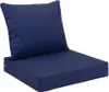 A set of dark blue outdoor cushions for a chair, including a seat cushion and a back cushion, shown against a white background. Produktbild-Vorschau