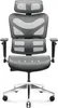 A front view of a black and gray ergonomic office chair with a mesh back and adjustable headrest, shown on a white background. Anteprima dell’immagine prodotto