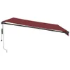 A burgundy awning is extended from a black frame, with a crank mechanism visible on the left. Produktbild-Vorschau