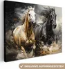 MuchoWow® - Leinwandbilder - Pferde - Schwarz - Weiß - Produktbild-Vorschau 1