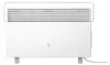 A white electric heater with a handle on top, shown from the front. Produktbild-Vorschau