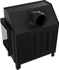 A black metal fireplace insert with a circular vent on top, shown from a high angle. Produktbild-Vorschau