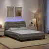 vidaXL Bettgestell mit LED ohne Matratze "Hvar" Taupe Produktbild-Vorschau 2