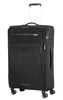 A black American Tourister suitcase with a retractable handle and wheels, isolated on a white background. Produktbild-Vorschau