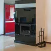 A modern living room with a fireplace and kitchen cabinets. Produktbild-Vorschau