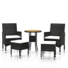 5-tlg. Garten-Lounge-Set Poly Rattan Schwarz Produktbild-Vorschau 1