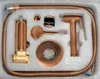 A set of bathroom fixtures, including a bidet sprayer, hose, and valve, laid out in a box. Produktbild-Vorschau