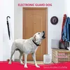 A dog is barking in front of a door, with an umbrella, coats, and a small electronic device nearby. Anteprima dell’immagine prodotto