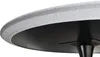 A close-up view of the underside and edge of a round table with a textured white surface and a black base. Produktbild-Vorschau