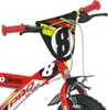 Close-up view of the handlebars and front of a red and white children's mountain bike. Náhľad obrázku produktu
