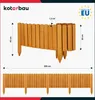 Product image showing wooden garden edging with dimensions and branding. Produktbild-Vorschau