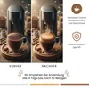 A comparison of coffee before and after using a coffee product, with additional product information. Produktbild-Vorschau