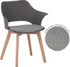A single chair with a close-up detail of the fabric pattern and text. Produktbild-Vorschau