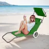 Chaise longue à roulettes avec toit Chaise longue pliante Voir les images du produit 11